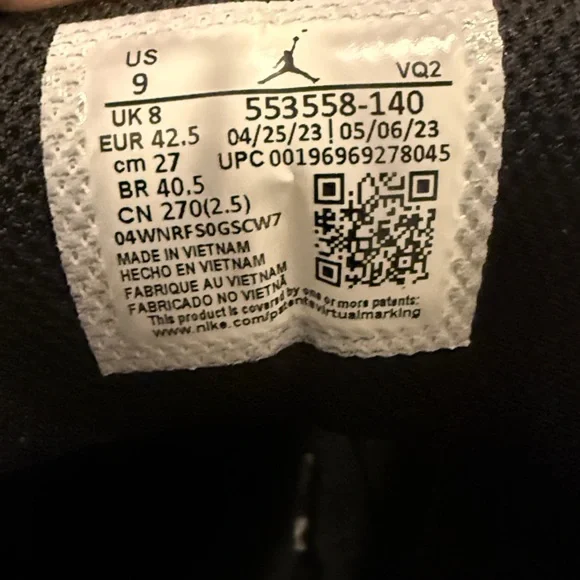 Air Jordan 1 Low White/Black/Royal Blue Alternate Royal Toe 553558-140 Size 9 - Picture 8 of 8